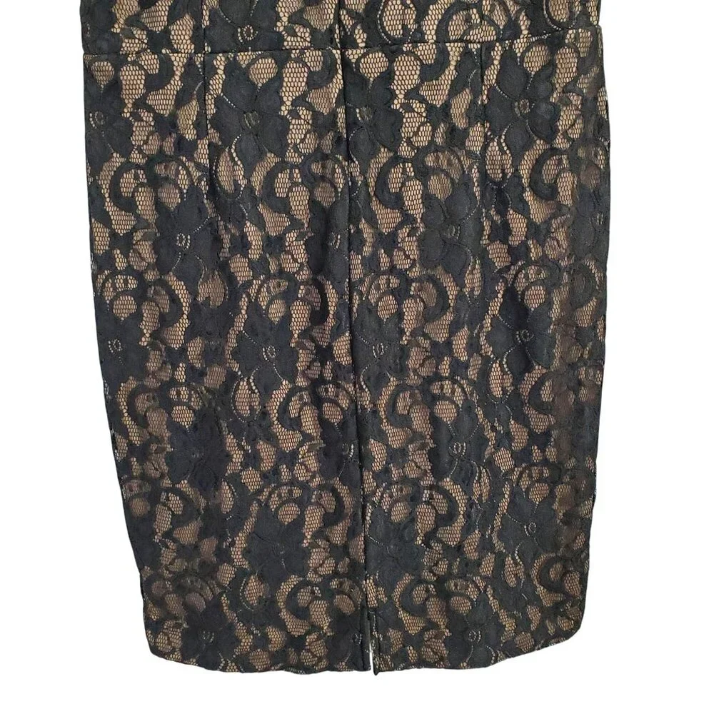 LRL Ralph Lauren Size 16 Dress Fitted Lined Sheer Lace Knee Length V-Neck Black - Picture 6 of 12